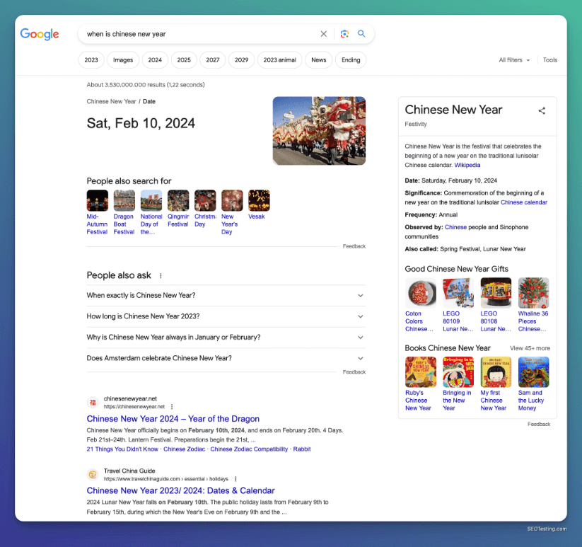 Google SERP para uma consulta informativa.