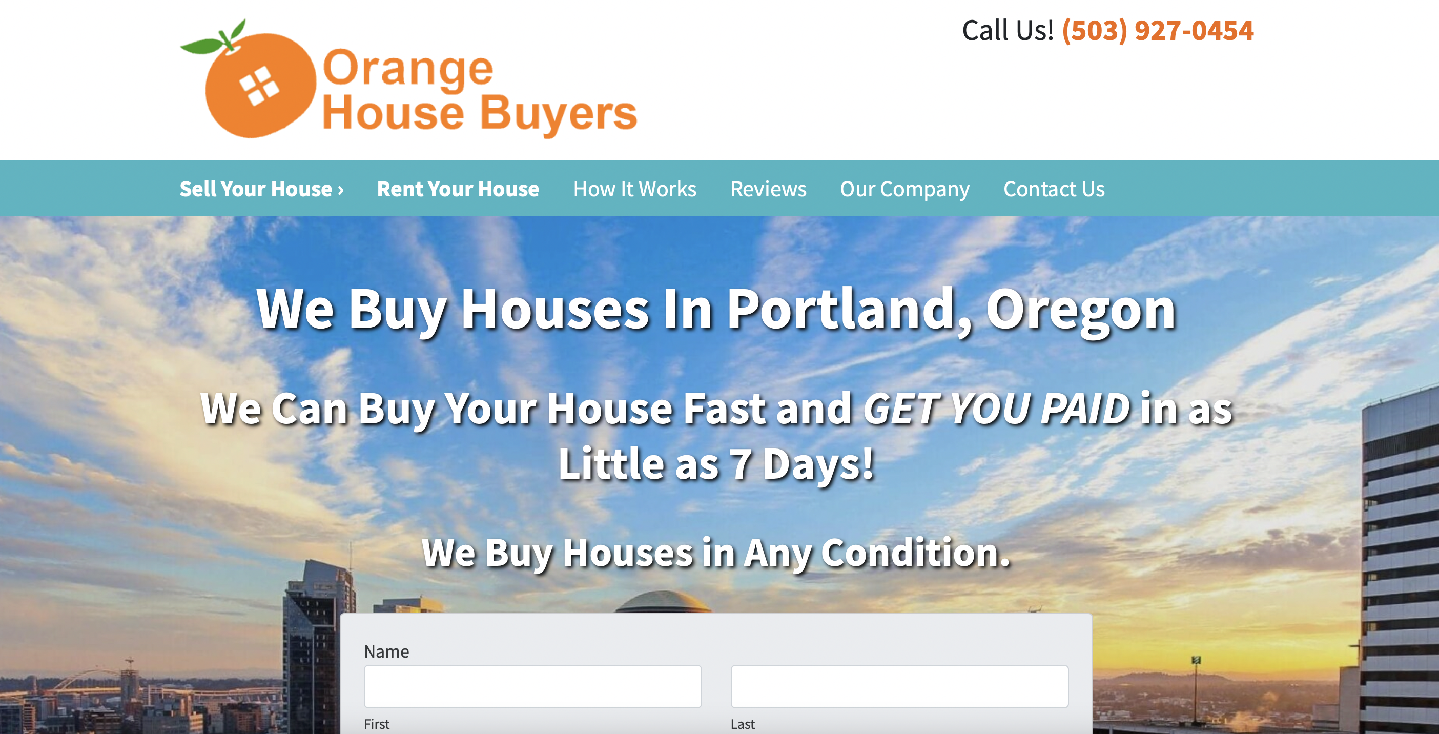 exemplo de site para investidor imobiliário em Portland Oregon