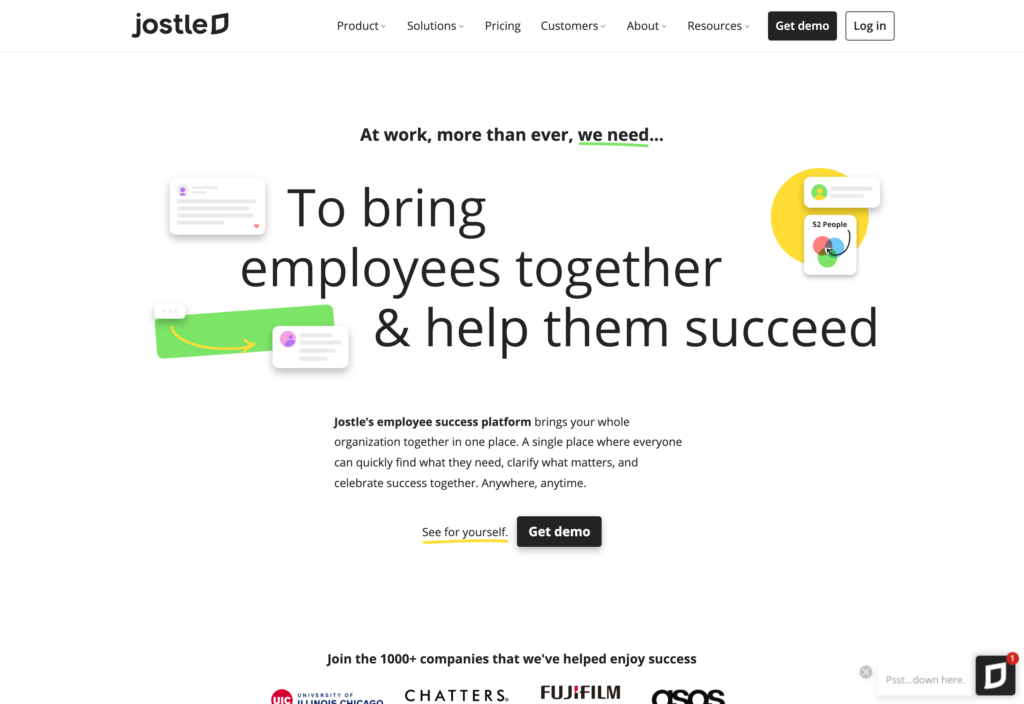 Screenshot der Jostle-Webseite