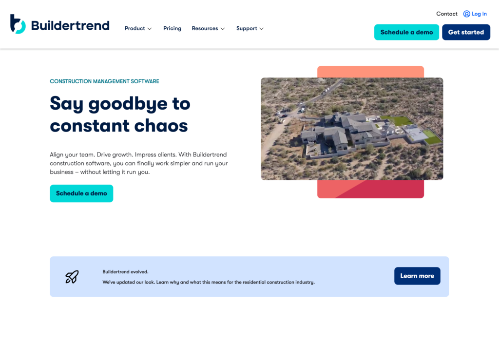 Screenshot der Buildertrend-Webseite