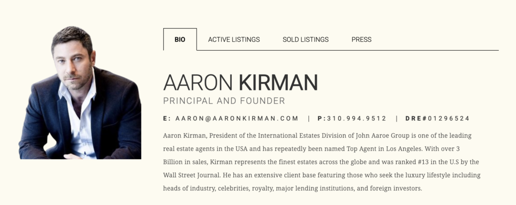 Aaron Kirman Immobilien