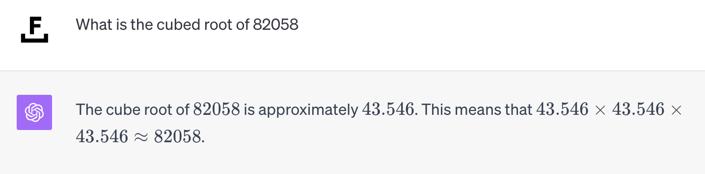 Uma captura de tela do ChatGPT resolvendo um problema de matemática.