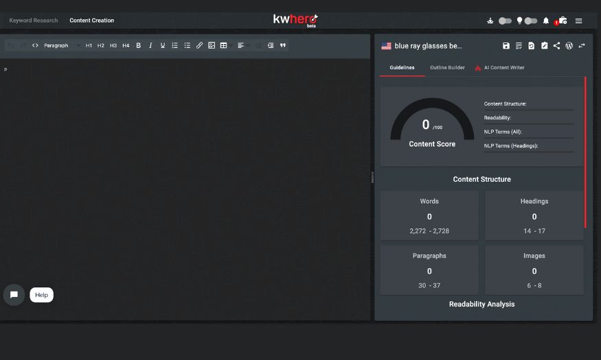 Cruscotto di analisi dei contenuti di Kwhero