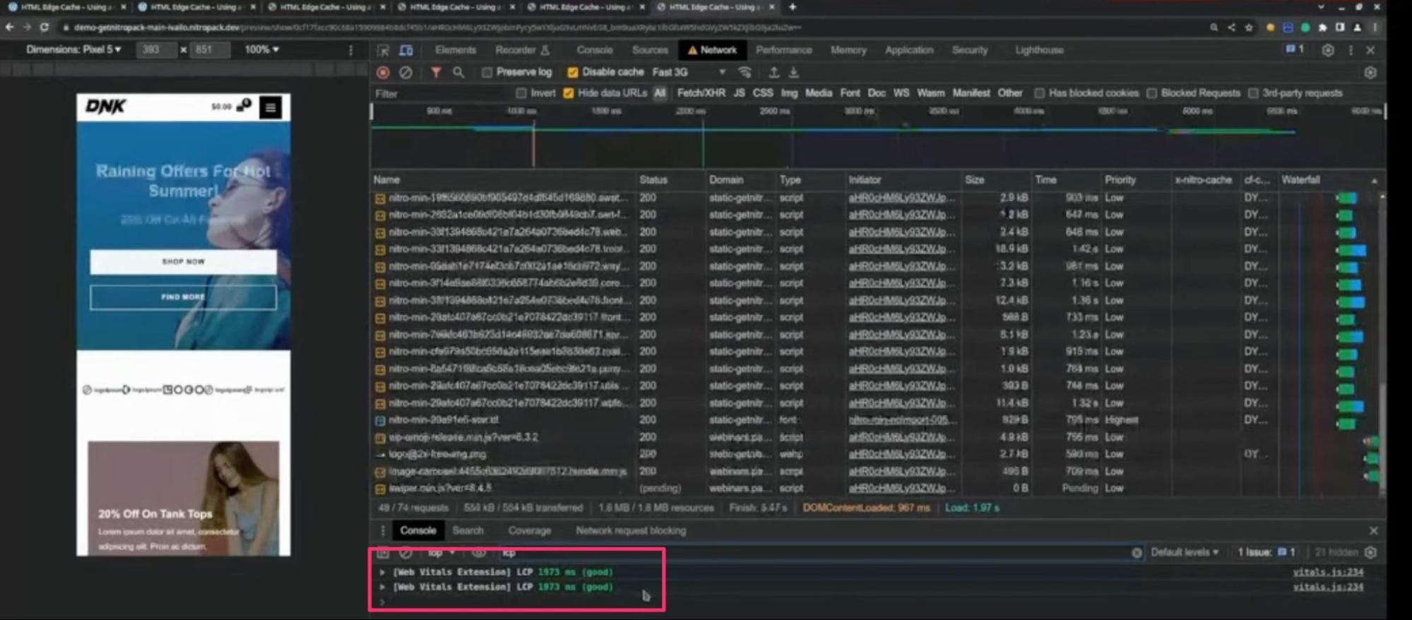 Buena puntuación LCP después de la optimización