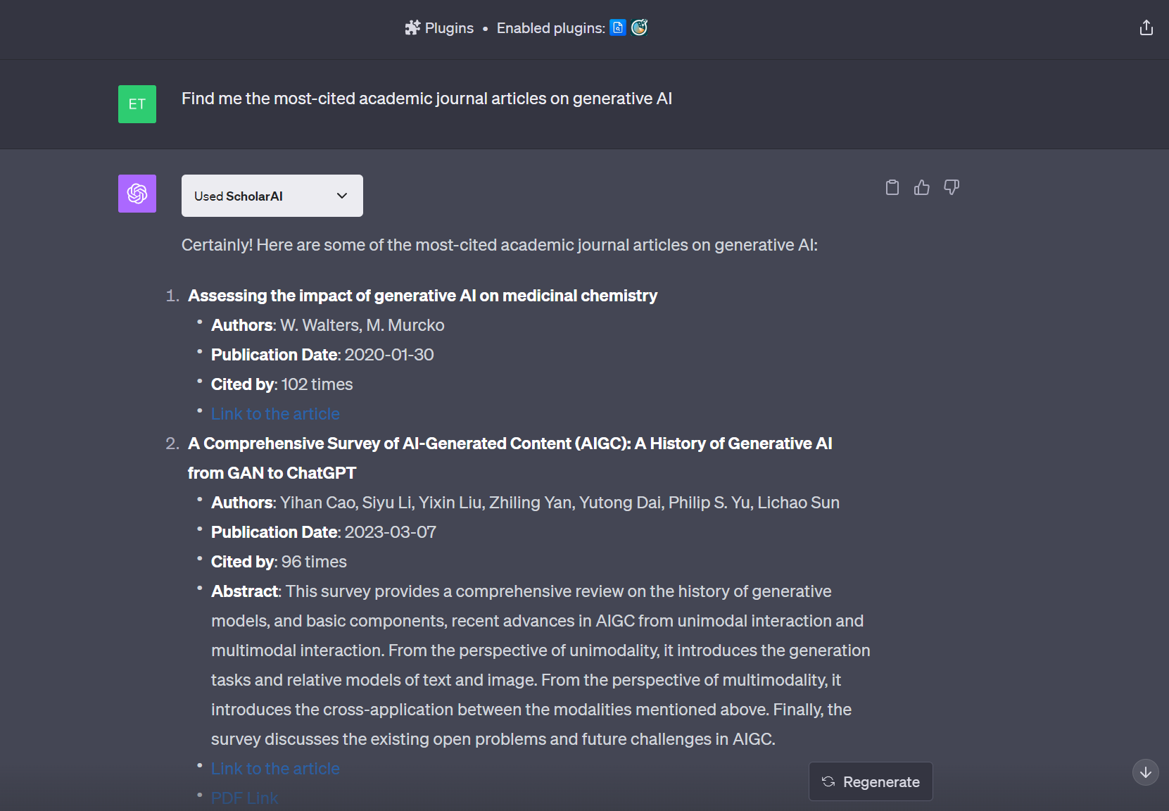 Plugin ChatGPT Scholar AI memungkinkan Anda mencari database lebih dari 200 juta artikel ilmiah.