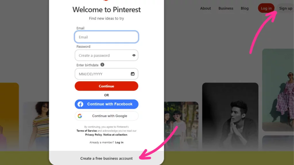 Crear una cuenta comercial de Pinterest