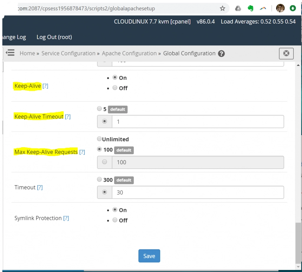 Configuración Keep-Alive en Apache