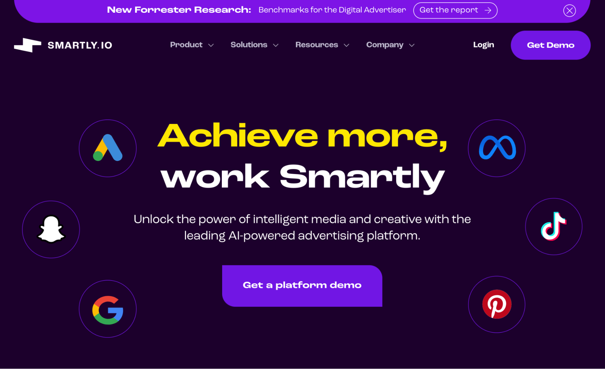 Screenshot della home page di smartly.io