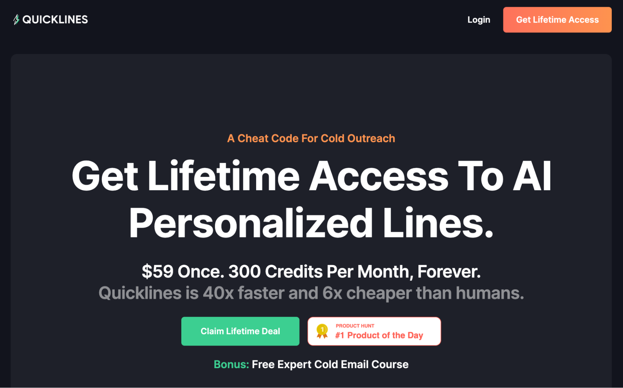 Screenshot of the Quicklines.ai Homepage