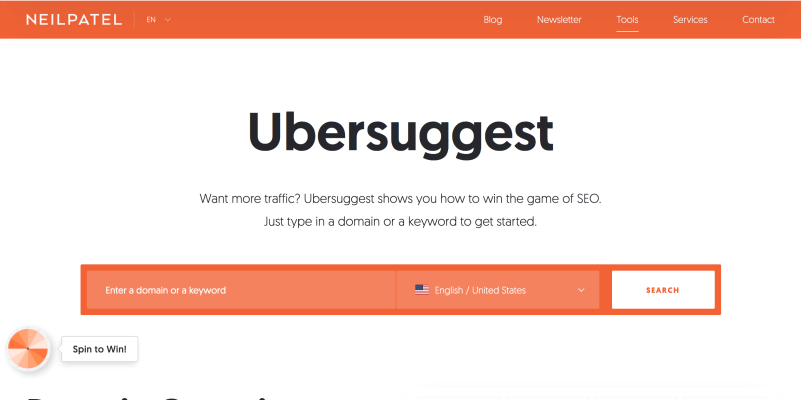 Ubersuggest para la investigación de palabras clave