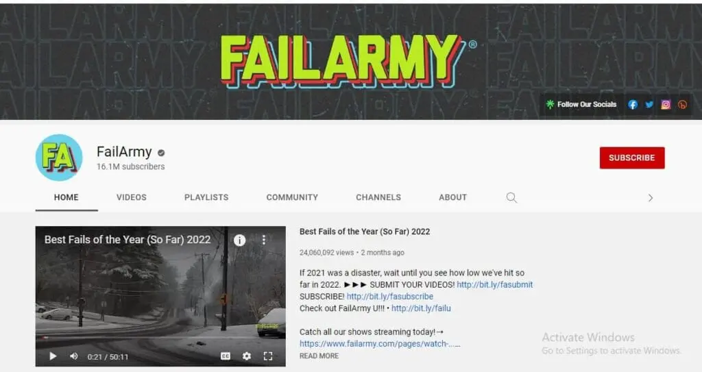 Canal de YouTube sin rostro de FailArmy