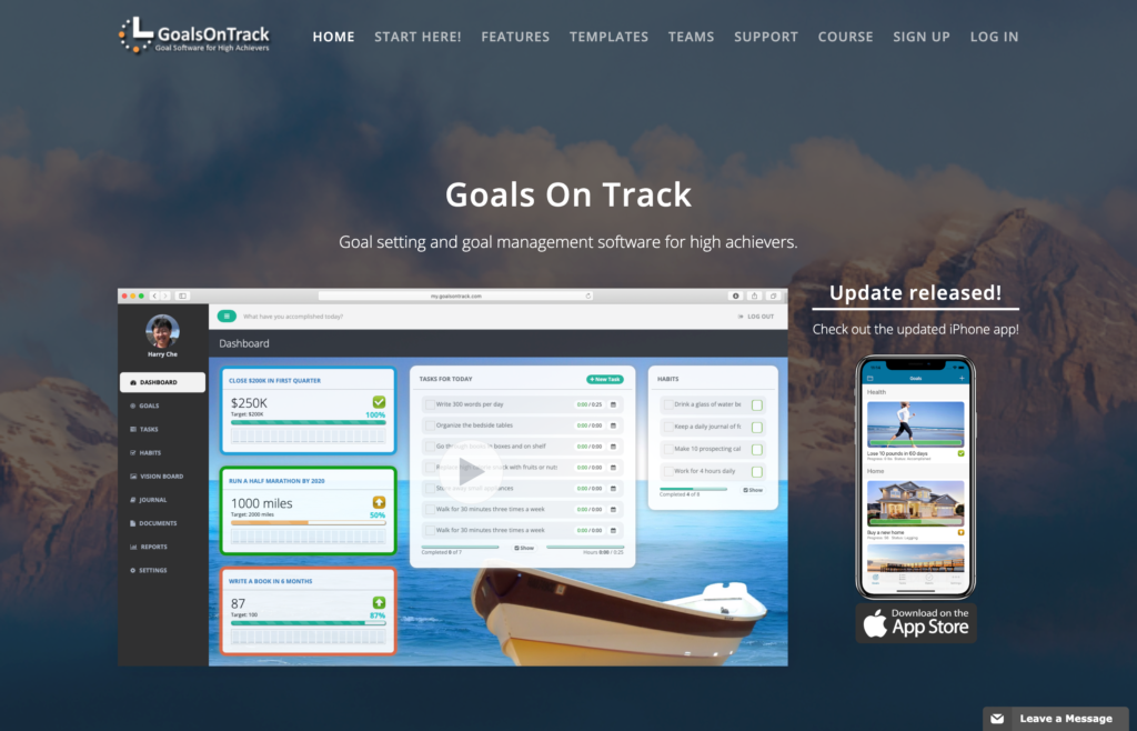 ภาพหน้าจอของหน้าเว็บ GoalsOnTrack