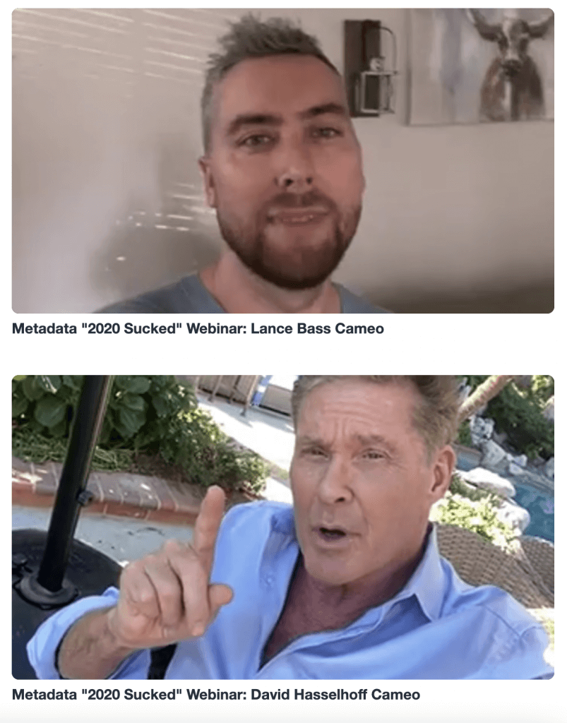 Lance Bass und David Hasselhoff Cameos für metadata.io