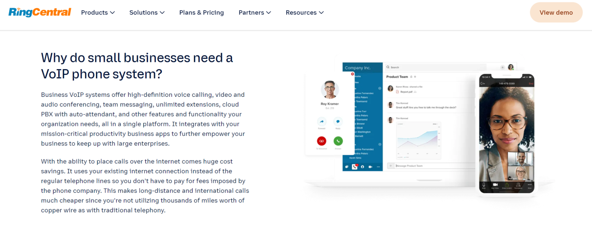 หน้า Landing Page ของ RingCentral SaaS