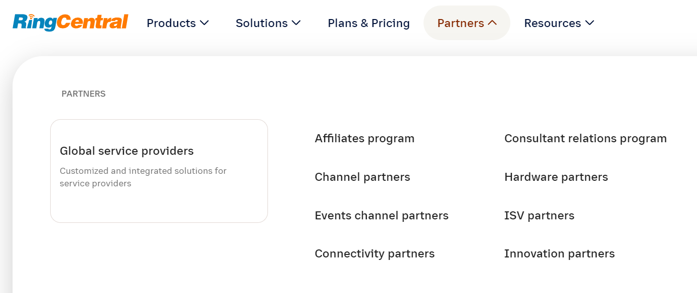 โปรแกรมพันธมิตร RingCentral ที่แตกต่างกัน