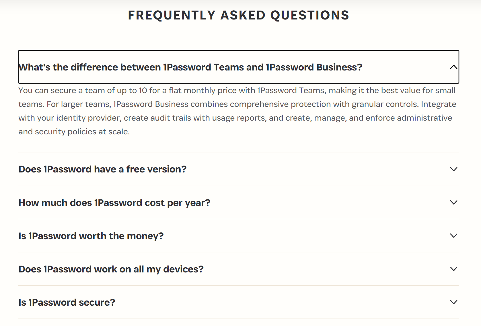 1Password 定價常見問題解答