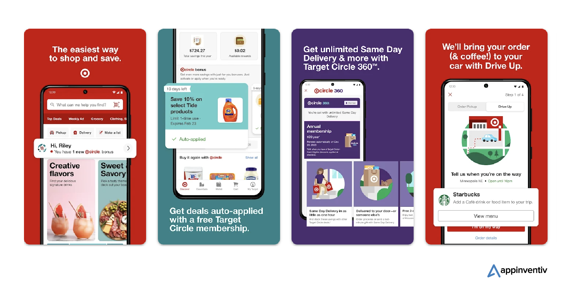 Mobile screens of Target app