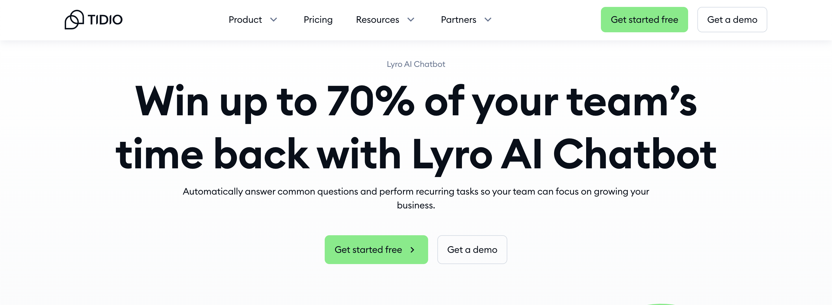 Página inicial do Lyro AI