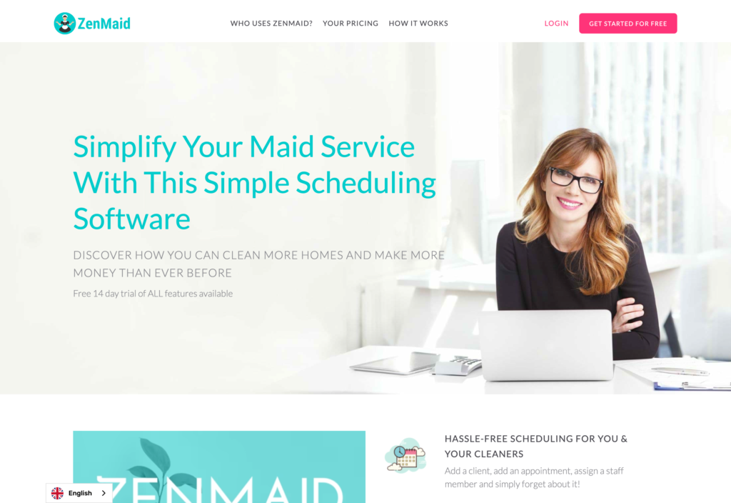 لقطة شاشة لصفحة ويب ZenMaid