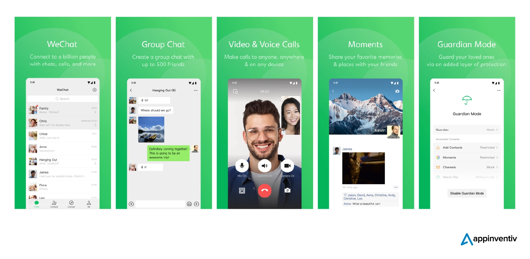 WeChat app screens