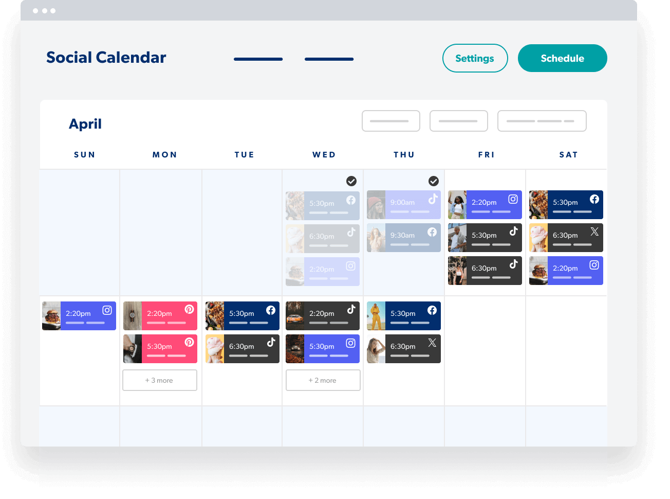 calendario dei contenuti dei social media