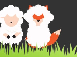 Fox vestida de ovelha, sentada ao lado de uma ovelha, representando o fim dos inimigos entre vendas e marketing, a fim de aumentar o envolvimento do cliente B2B.