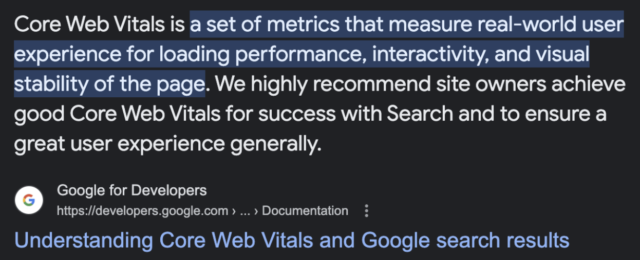 Experiență în pagină și Core Web Vitals de la Google Developers