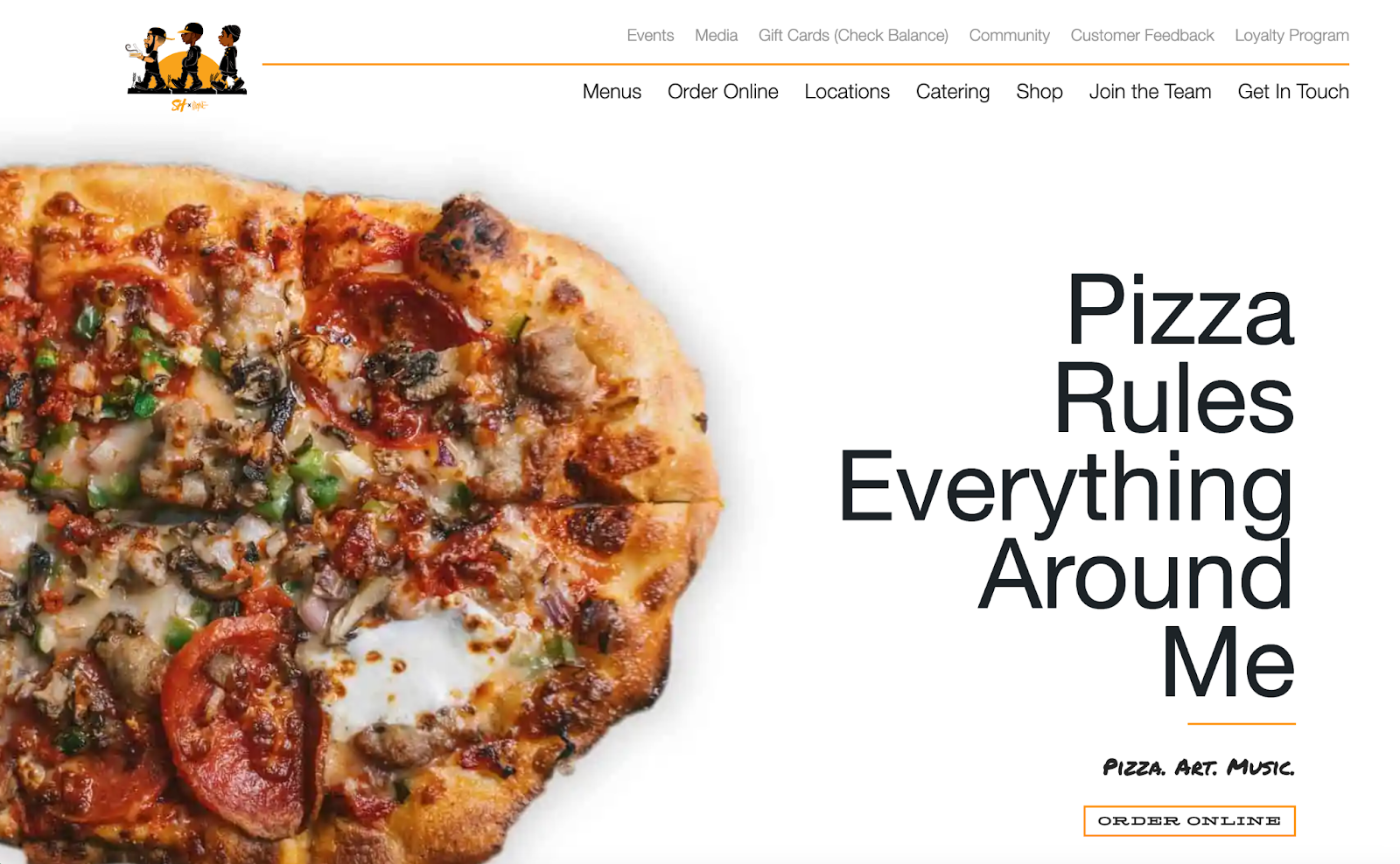 スリムとハスキーのピザのホームページ