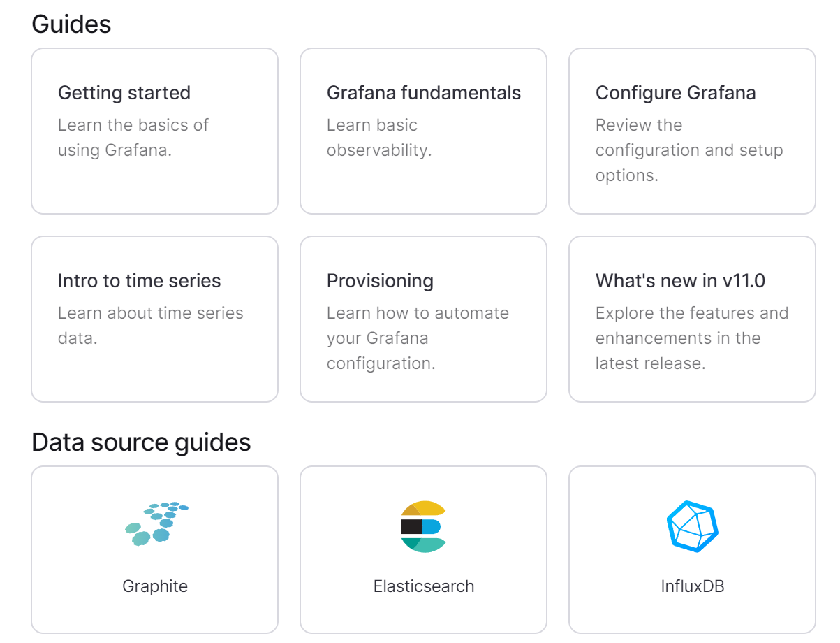 Guides de documentation des produits Grafana.