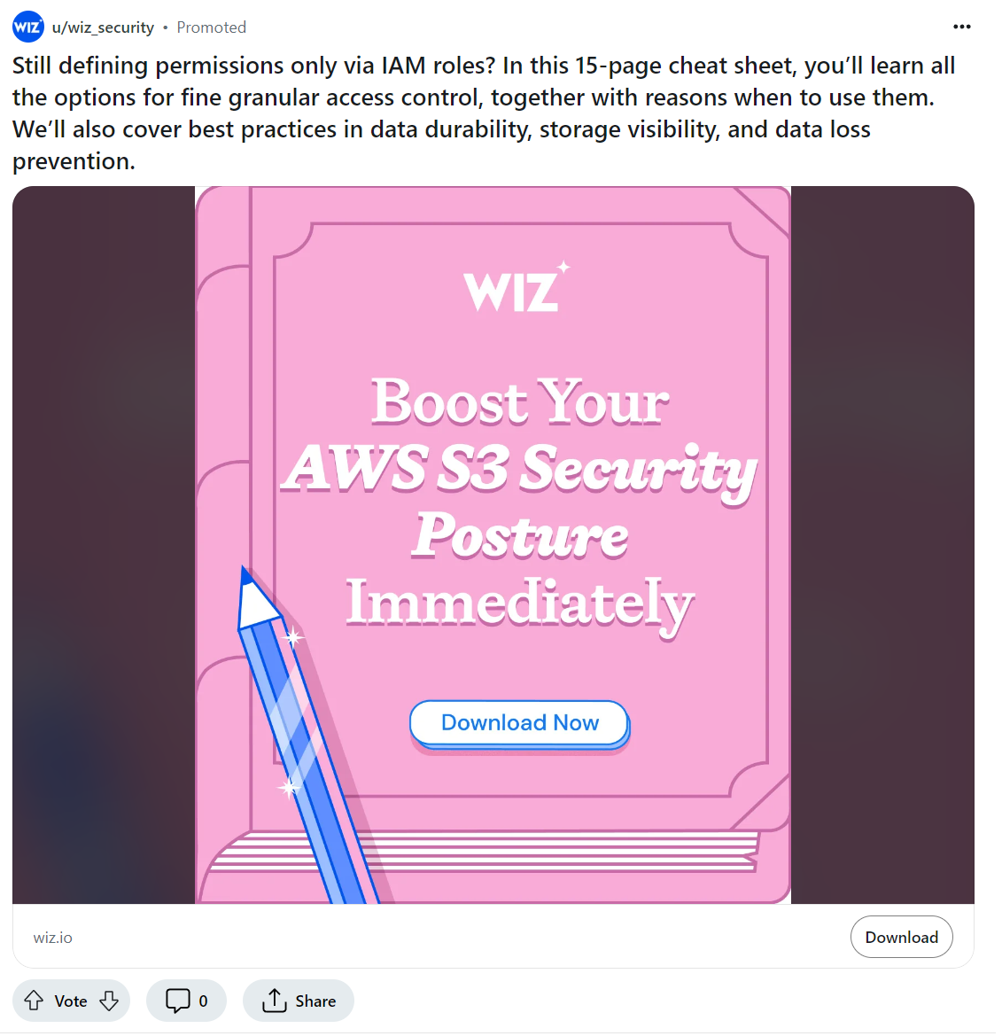 Wiz Reddit annonce la sécurité AWS