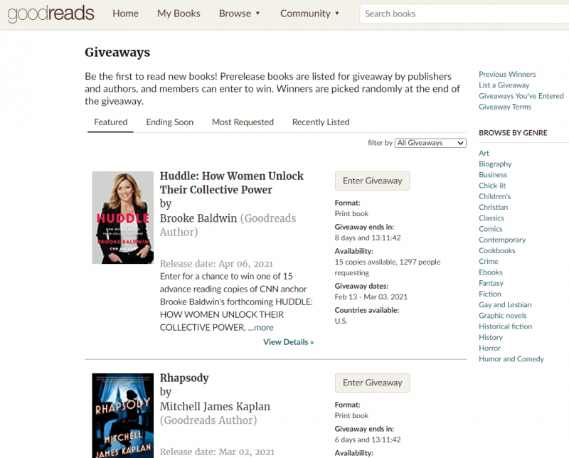 หน้าแจกของ Goodreads