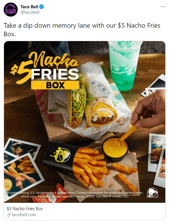 Ein Beispiel für einen Tweet von Taco Bell, der Copywriting-Techniken zeigt.