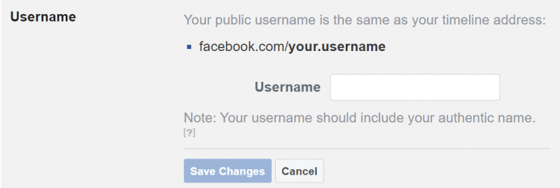Facebook 个性化 URL 的注册页面。