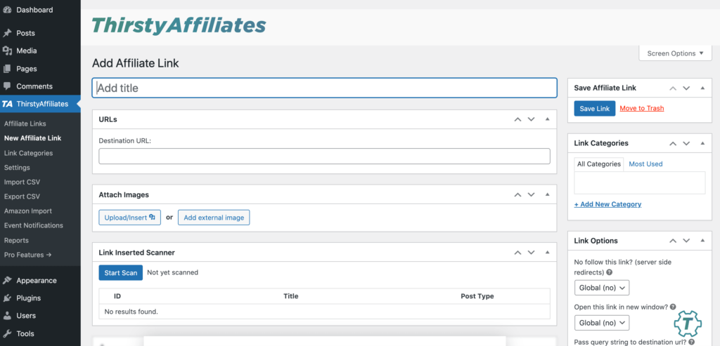 Le plugin WordPress Thirsty Affiliates.