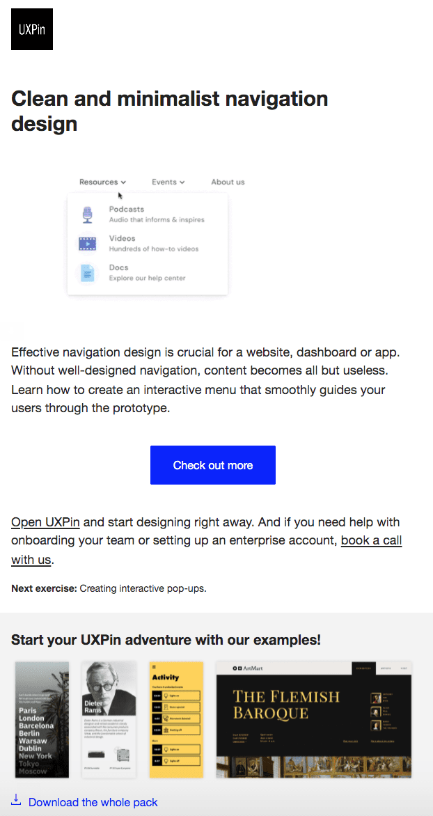 exemples de newsletter - uxpin