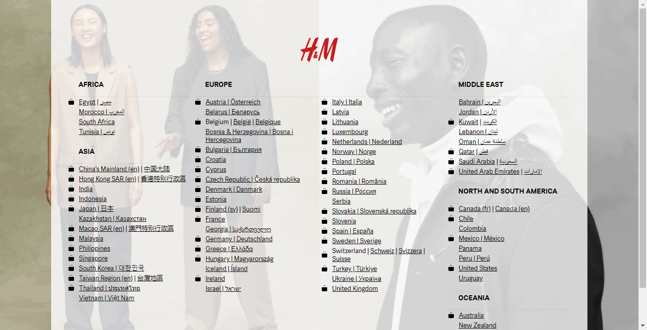 Strona powitalna H&M