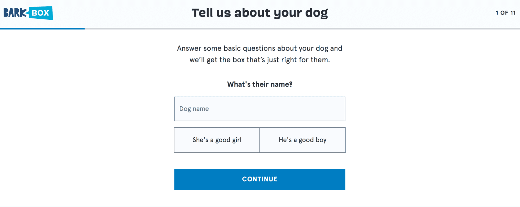 Strona docelowa produktu BarkBox