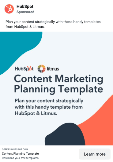 Modèle de planification du marketing de contenu de Hubspot