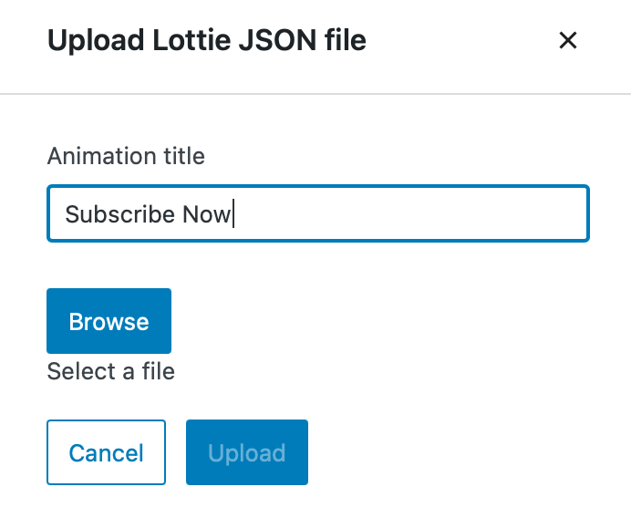 caricamento di un file json di lottie