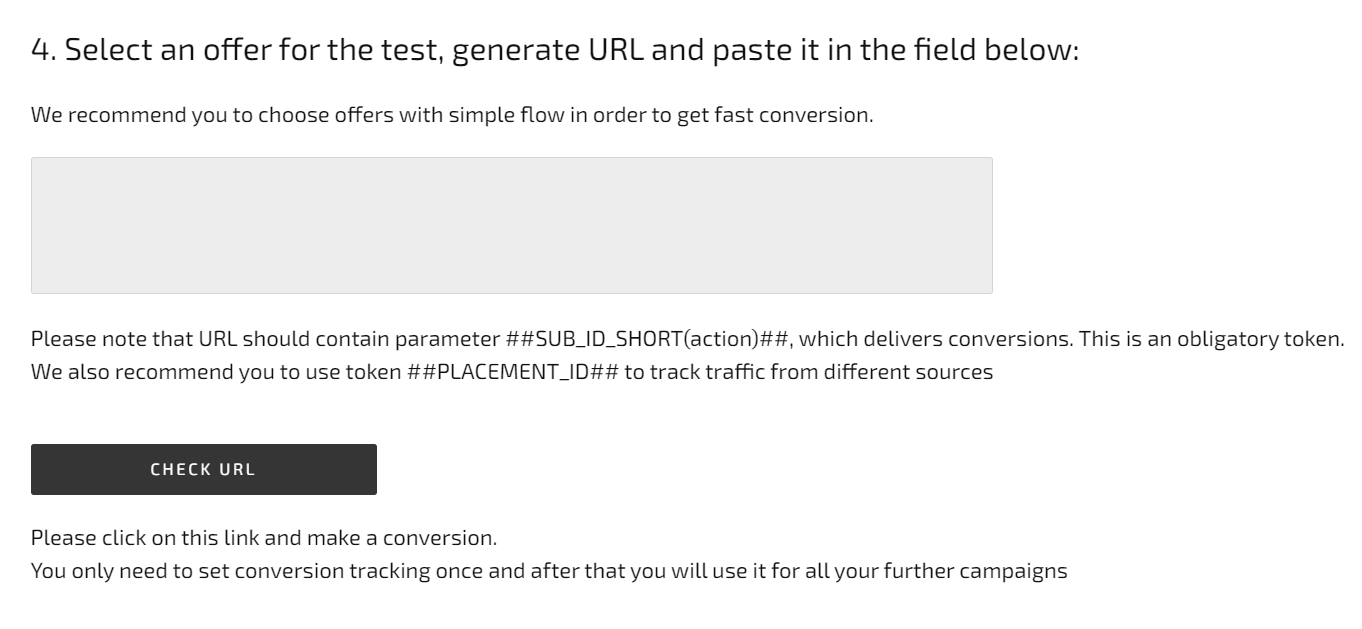 Sélectionnez une offre et collez son URL pour tester le fonctionnement de votre publication