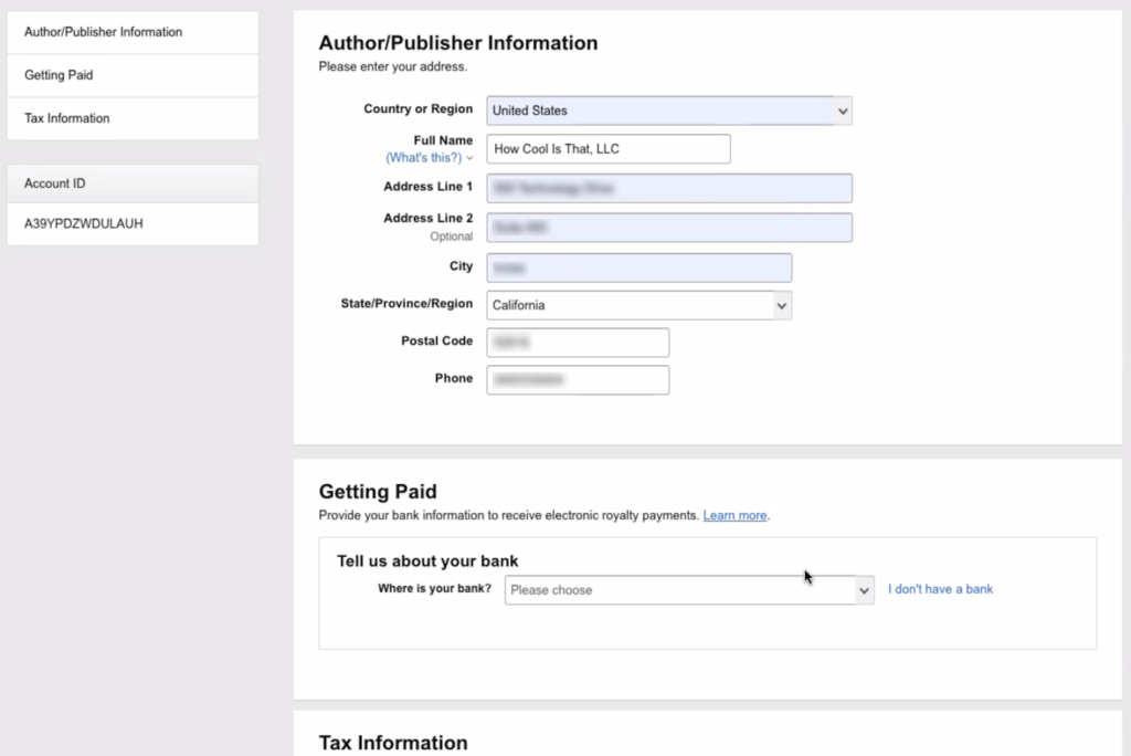 Lihat Informasi Penulis/Penerbit di Kindle Direct Publishing