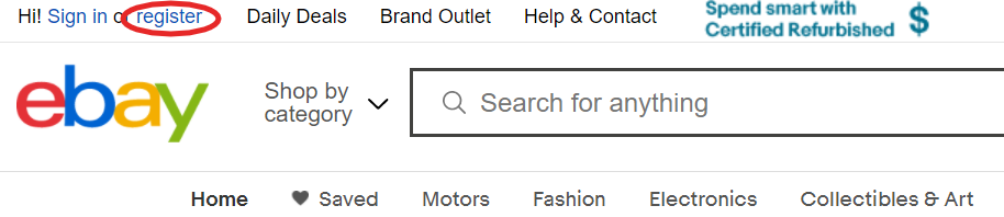 como se registrar para uma conta de vendedor ebay