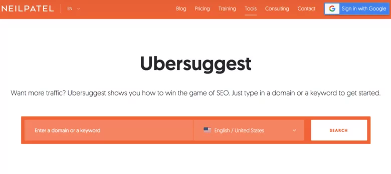 ubersuggest-โฮมเพจ