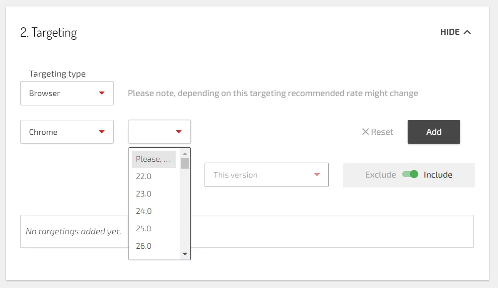 Comment choisir les versions du navigateur