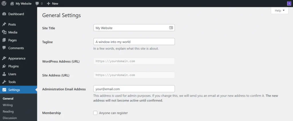 Impostazioni di WordPress