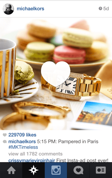 Publicidad en Instagram bien hecha por Michael Kors