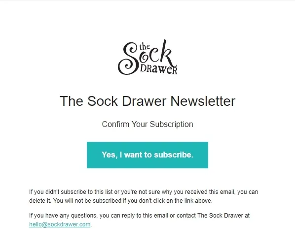 the sock drawer double opt in email template