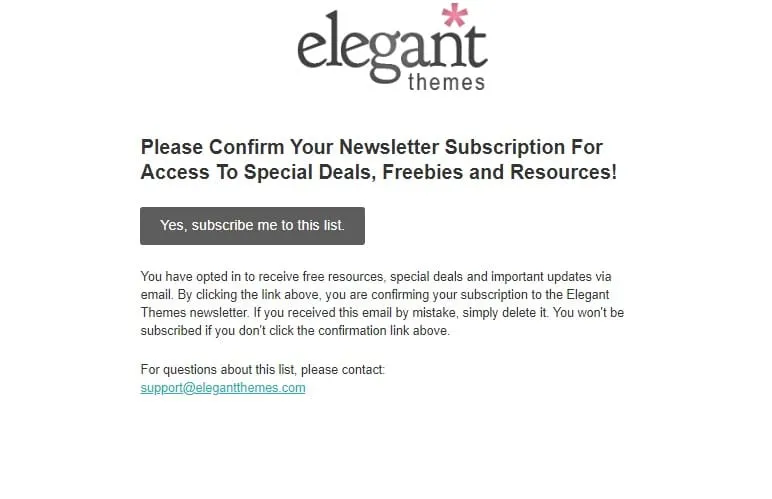 Elegant themes double opt in email