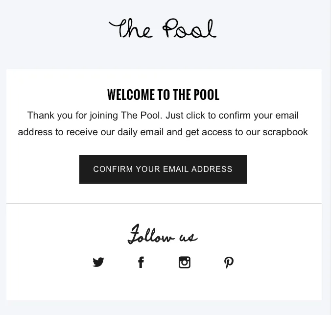 double optin email example with social media