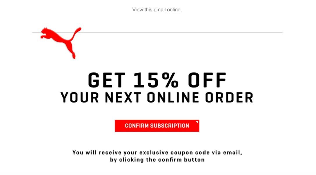 Puma double opt in email template